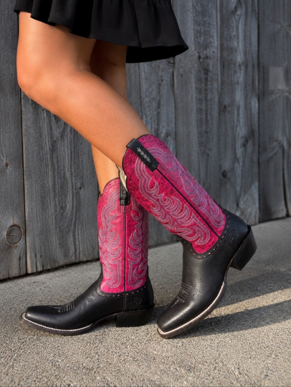 Ariat Women's Brown & Pink Embroidered Western Cowboy Boots Leather Square Toe